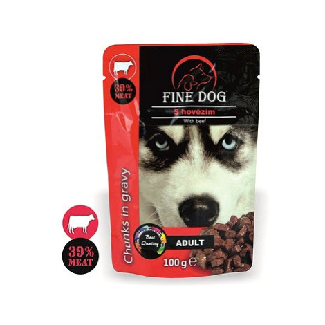 Fine Dog kapsička adult hovězí v omáčce 22 × 100 g