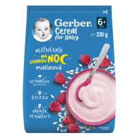 GERBER Kaše mléčná cereal malinová Dobrou noc 230 g