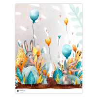 Obraz na zeď do dětského pokoje - Zajíčky s balony