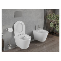 MEXEN/S Rico Závěsná WC mísa Rimless včetně sedátka s slow-slim, Duroplast, bílá 30720400