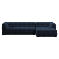 Modrá sametová rohová pohovka Windsor & Co Sofas Vesta, pravý roh