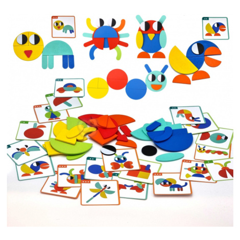 Woopie GREEN Dřevěné Montessori puzzle 40 dílků ke skládání 55 ks