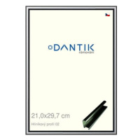 DANTIK rámeček 21 × 29,7, ALU profil 7002 Šedý leský sklo čiré