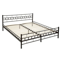 Kovová postel dvoulůžková včetně lamelových roštů - 200 × 180 cm,černá