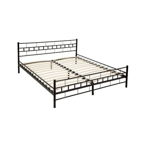 Kovová postel dvoulůžková včetně lamelových roštů - 200 × 180 cm,černá tectake