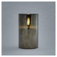 DecoLED LED svíčka ve skle, 7,5 x 12,5 cm, šedá