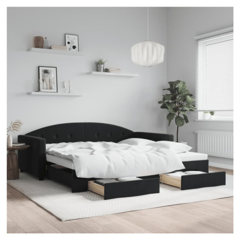 vidaXL Válenda s přistýlkou a zásuvkami černá 100 x 200 cm samet