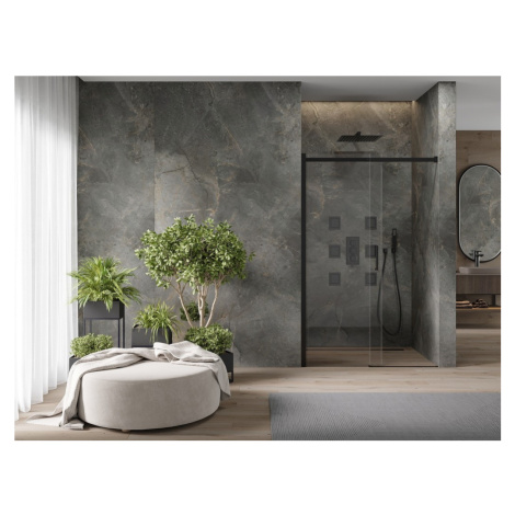 MEXEN Omega posuvné sprchové dveře 160, transparent, černá se sadou pro niku 825-160-000-70-00