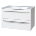 Bino koupelnová skříňka s keramickým umyvadlem, 80 cm, bílá/bílá