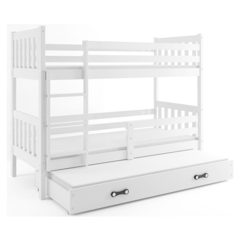 BMS Dětská patrová postel s přistýlkou CARINO 3 | 80 x 190 cm Barva: Bílá / bílá