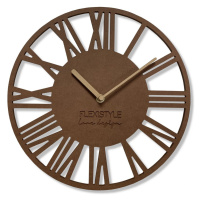 Flexistyle z219 - dřevěné nástěnné hodiny hnědé