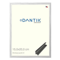 DANTIK rámeček 15 × 20, ALU profil 7001 Stříbrný lesklý sklo čiré