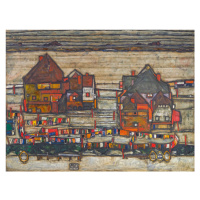 Obrazová reprodukce Houses on Laundry Day, Egon Schiele, 40 × 30 cm