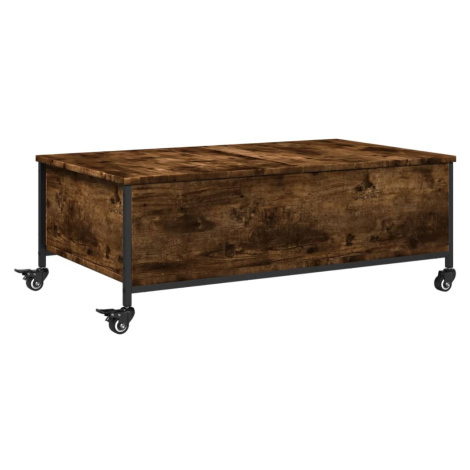 vidaXL Konferenční stolek na kolečkách kouřový dub 91x55x34cm kompozit
