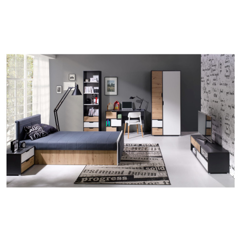 GAB Sestava nábytku - Idea 1 (Černý + Bílá + Řemeslný dub) GAB nábytek