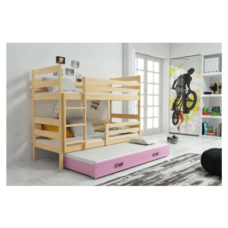 Falco Patrová postel s přistýlkou Norbert borovice/růžová