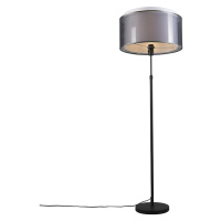 Stojací lampa černá s černo-bílým stínidlem nastavitelným 47 cm - Parte