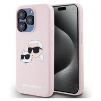 Karl Lagerfeld Liquid Silicone Double Heads Magsafe zadní kryt iPhone 15 Pro růžový