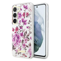 Guess GUHCS23SHCFWST hard silikonové pouzdro Samsung Galaxy S23 5G white Flower Collection