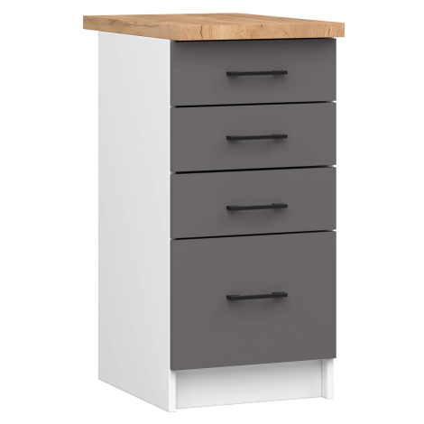 Ak furniture Kuchyňská skříňka OLIVIE II 40x85 cm matná bílá/matná grafitově šedá/dub přírodní