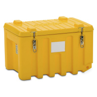 CEMO Univerzální box z polyetylenu, obsah 150 l, vozík, žlutá