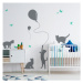 Yokodesign Nástěnná samolepka - stínové obrázky - kočky s balónky barva kočky: sv. modrá, barva 