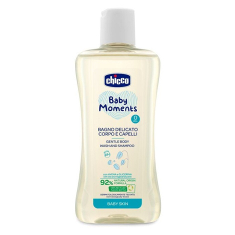 CHICCO - Šampon jemný na vlasy a tělo Baby Moments 92 % přírodních složek 200 ml
