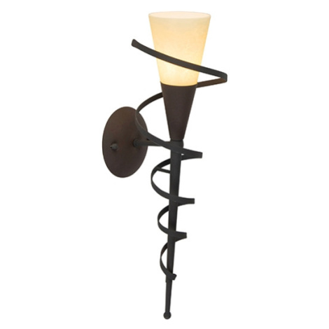 Rustikální nástěnná lampa rezavě hnědá se smetanovým sklem - Castle QAZQA