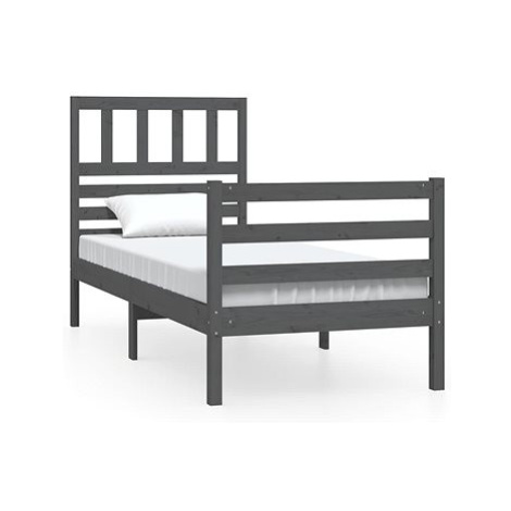 Rám postele šedý masivní dřevo 90 × 200 cm, 3101075 SHUMEE