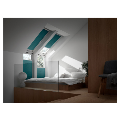 Dvojitě plísovaná roleta VELUX FHC Premium - stará generace Barva rolety: Pískově zelená (1168),