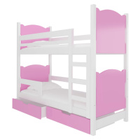 ArtAdrk Dětská patrová postel MARABA Barva: bílá / růžová