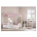 Domečková postel se stříškou fairy ii - bílá/růžová