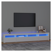 vidaXL TV skříňka s LED osvětlením bílá vysoký lesk 240x35x40 cm