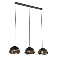 Orientální závěsná lampa černá bambusová 3-světelná - Pua