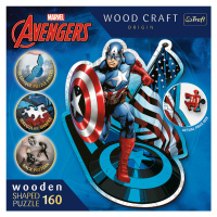 TREFL -  Dřevěné puzzle 160 dílků - Nebojácný Kapitán America / Disney Marvel Heroes
