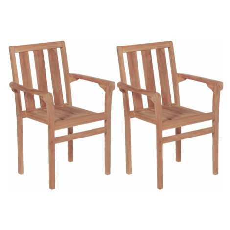 Stohovatelné zahradní židle 2 ks teakové dřevo Dekorhome