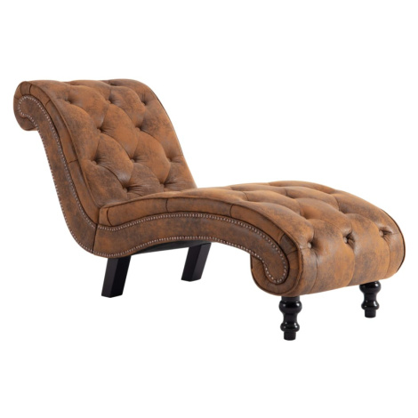 vidaXL Lenoška hnědá umělá broušená kůže