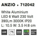 Nova Luce Moderní nástěnné LED svítidlo Anzio v zaobleném designu NV 712042