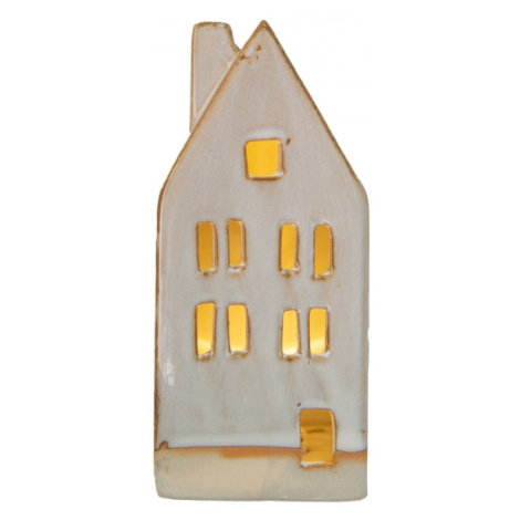 Dekorace béžový porcelánový domeček Lena – 15 cm Clayre & Eef