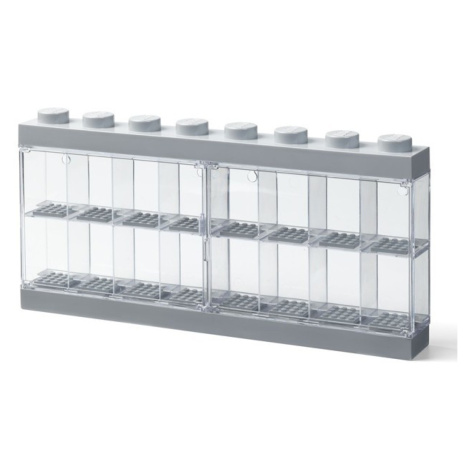 Lego® vitrínka na 16 minifigurek šedá
