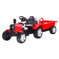 mamido  Dětský elektrický traktor s přívěsem červený