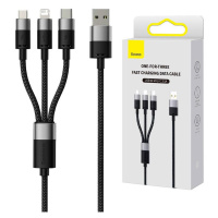 Kabel 3 v 1 Baseus StarSpeed USB, USB-C + micro USB + Lightning, 3,5 A, 1,2 m (černý)