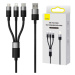 Kabel 3 v 1 Baseus StarSpeed USB, USB-C + micro USB + Lightning, 3,5 A, 1,2 m (černý)