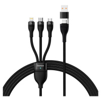 Kabel USB 3 v 1 Baseus Flash Series 2, USB-C + micro USB + Lightning, 100 W, 1,2 m (černý)