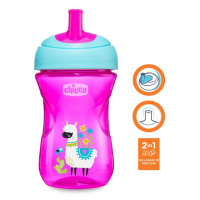 CHICCO - Hrneček Chicco Pokročilý s brčkem 266 ml, růžový 12m +