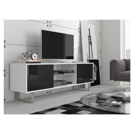 Televizní stolek BOKARO 2, bílá/černý lesk, 5 let záruka MORAVIA FLAT