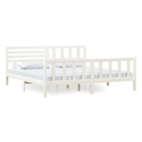 Rám postele bílý masivní dřevo 200 × 200 cm, 3101174