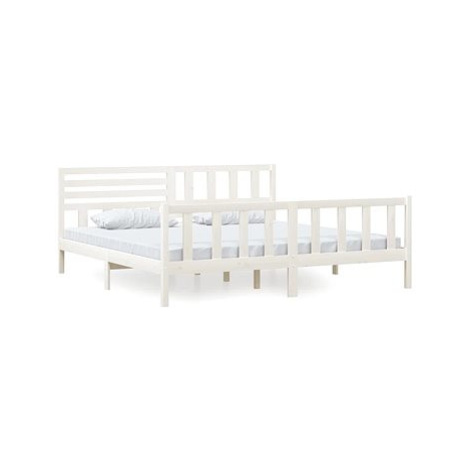 Rám postele bílý masivní dřevo 200 × 200 cm, 3101174 SHUMEE