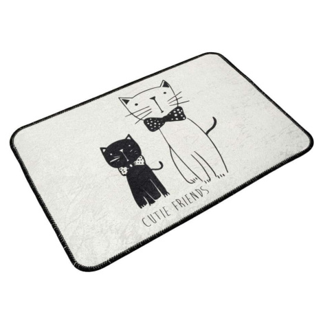 Bílá/černá koupelnová předložka 60x40 cm Little Cats - Foutastic