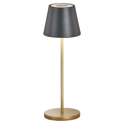 LED stolní lampa s kovovým stínidlem v černo-zlaté barvě (výška 34 cm) Cosenza – Fischer & Honse FISCHER & HONSEL